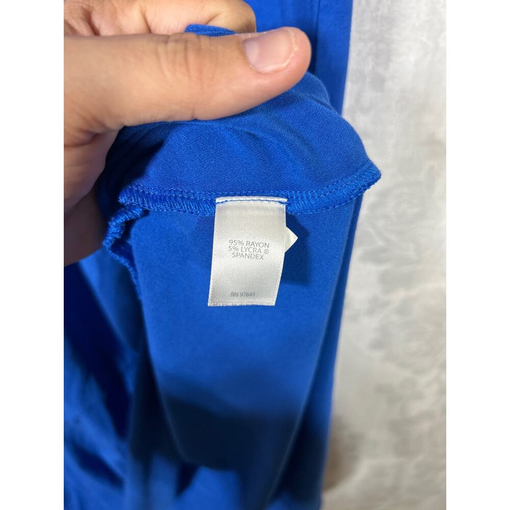 J Jill Wearever Tank Dress XS Blue Midi Maxi Ruffle Stretch Travel Jersey - Picture 6 of 9